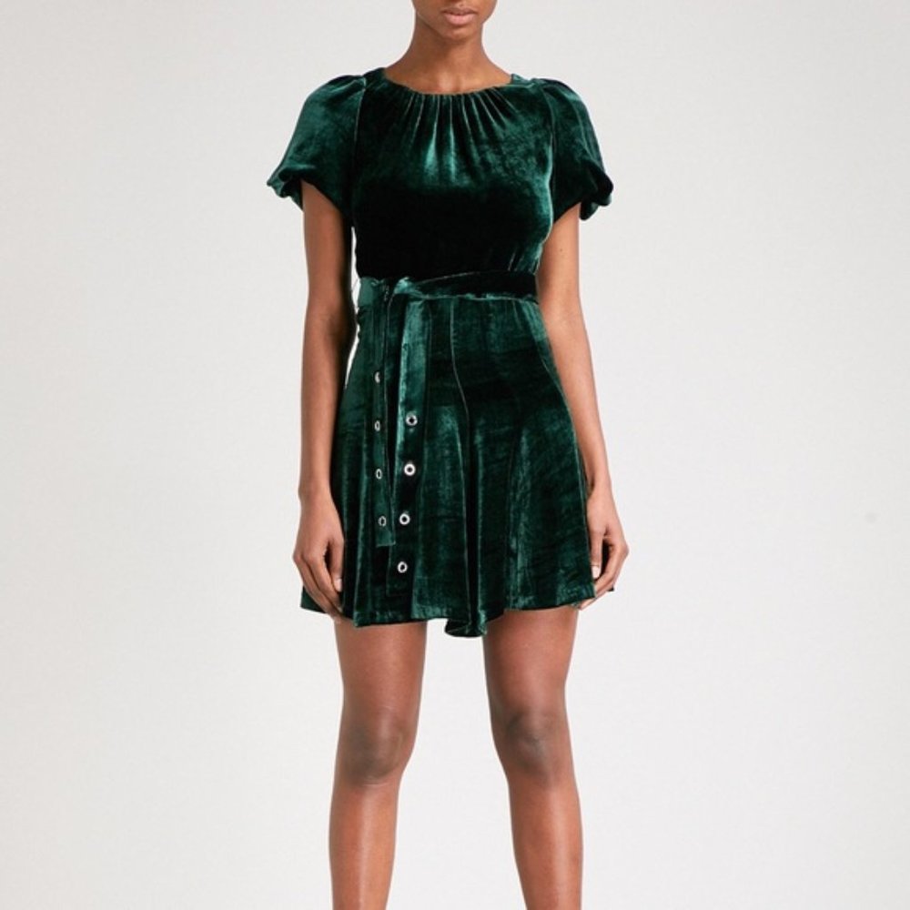 Sandro green velvet dress